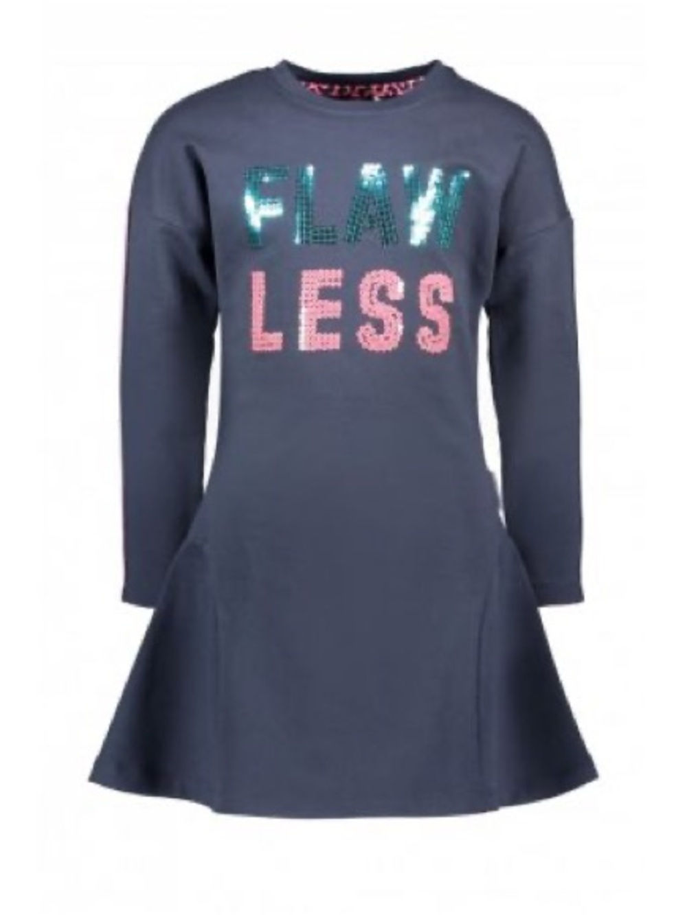 Girls' Navy Sequin 'Play Less' Long-Sleeve Dress